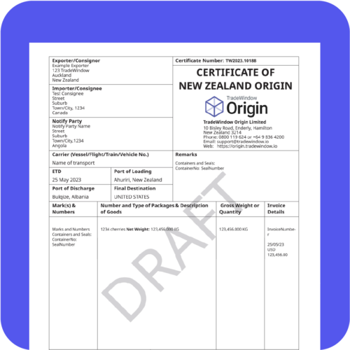 TradeWindow Certificate of Origin